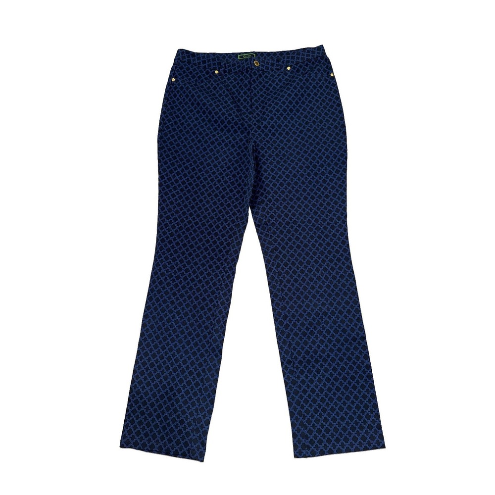 Wonder Women's Sz16 Bootcut High Rise Cotton Pants Outdoor‎ Geometric Print Blue